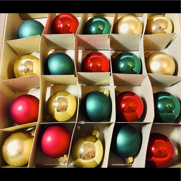 20 Xmas Polish Glass Mini Ball Ornaments Gold Red - Picture 1 of 8
